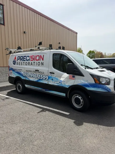 Precision Restoration CT crew on site handling an emergency restoration in Central Connecticut
