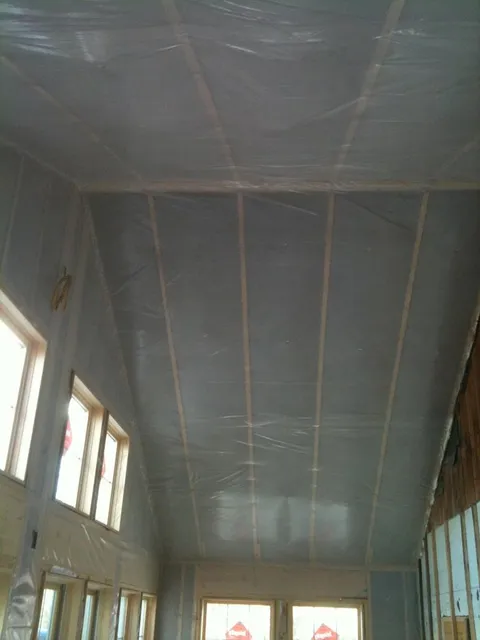 Completed insulation and vapor-barrier work on a Gauthier Insulation job