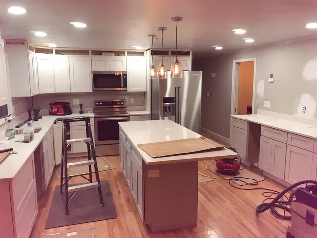 Kitchen remodel recessed and pendant lighting