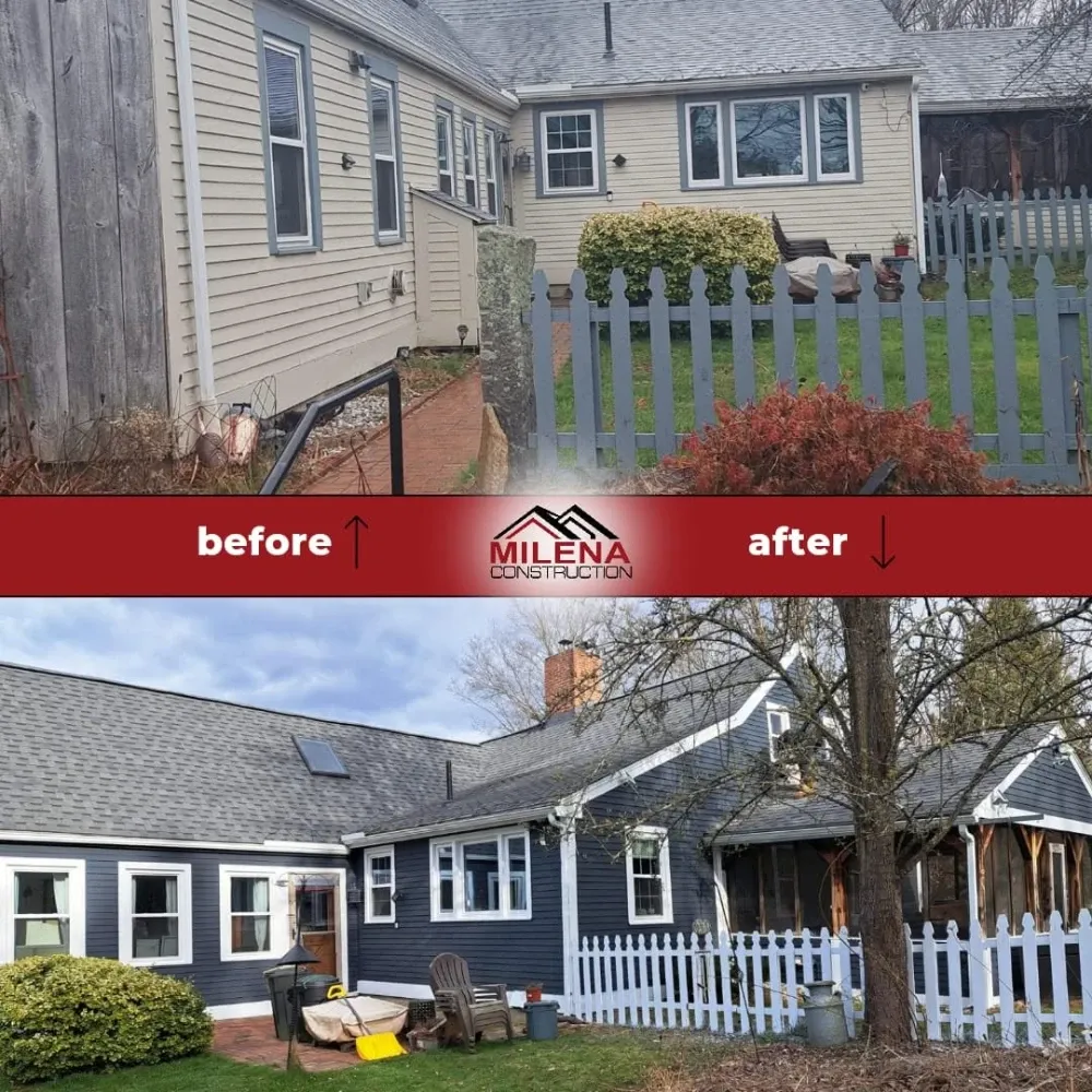 Before and after: complete navy exterior transformation on a Southern NH home