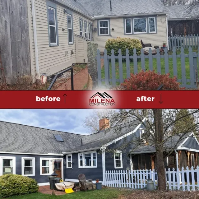 Before and after: complete navy exterior transformation on a Southern NH home