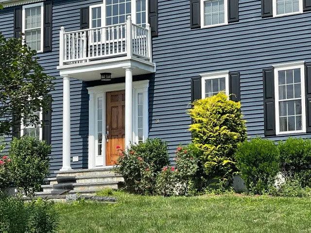 Repainted exterior with rebuilt front portico