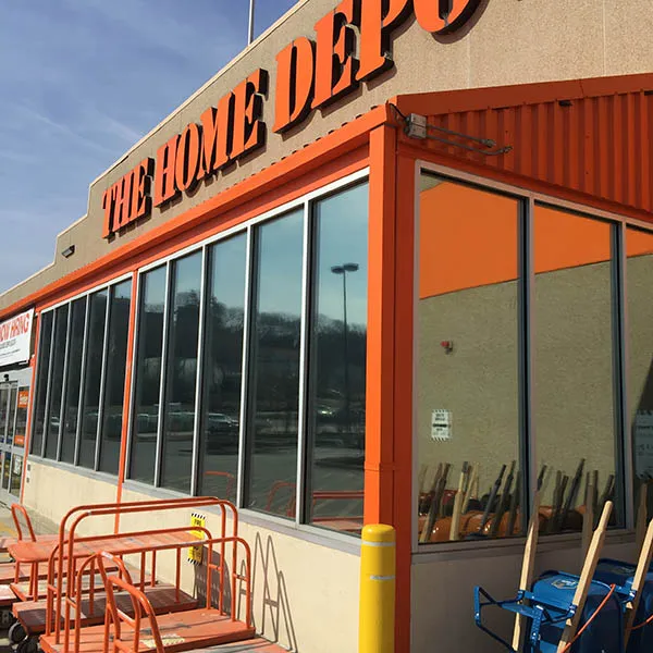 Storefront window film installation at a retail location