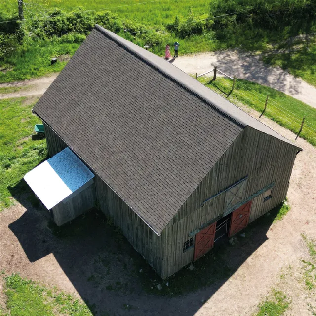 Asphalt shingle roof installed on rural Connecticut barn