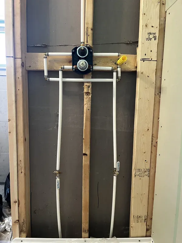 Plumbing rough-in with new shower valves