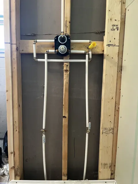 Plumbing rough-in with new shower valves