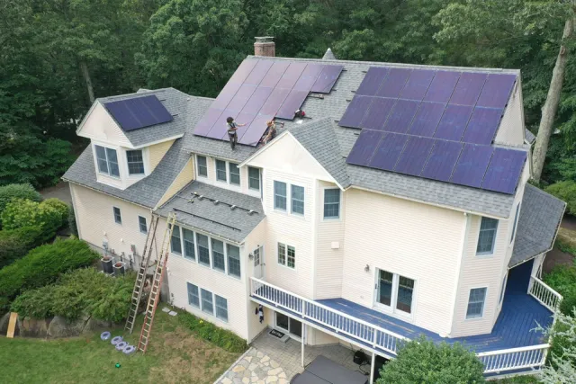 Solar Panels being installed on Roof