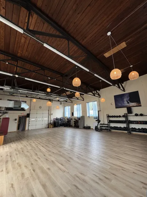 Completed lighting installation in a local yoga and fitness studio