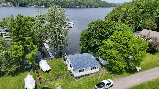 Residential shingle roof replacement on lakefront property Colchester Vermont — Owens Corning Duration aerial