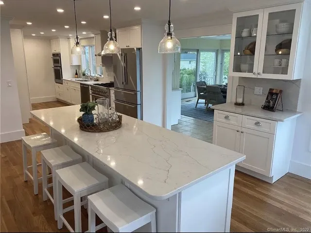 Kitchen island with counter stools