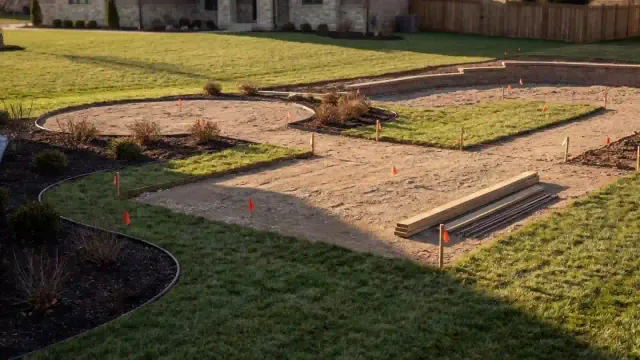 Natural stone patio construction — hardscape by Grow'N Mow