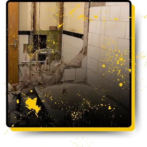 A demolished bathroom.