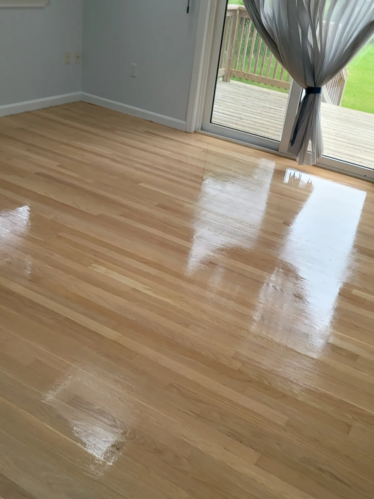 Hardwood installation in progress