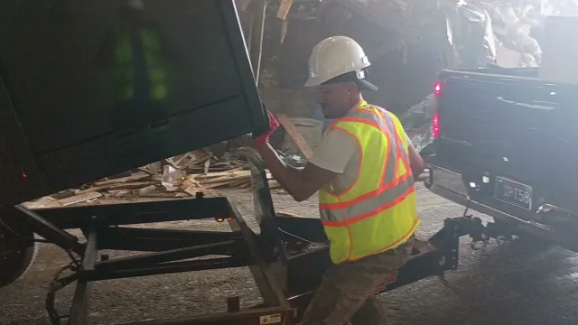 Ty James of Pioneer Valley Junk Removal on a real local cleanup job