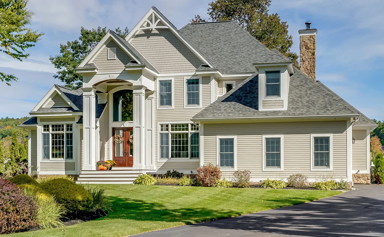 Tan siding on home