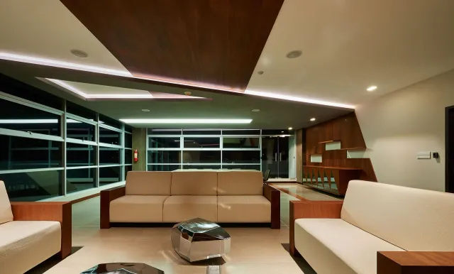 Custom architectural millwork built for a commercial space