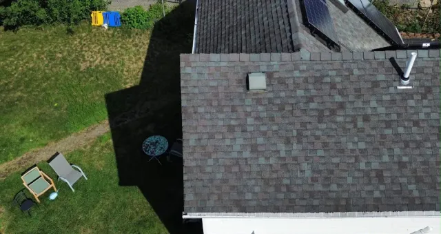 Aerial view completed roof