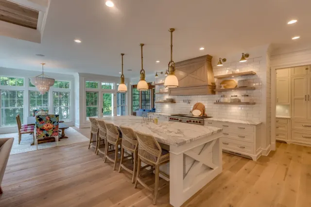 Custom kitchen and open living space built by Westfield Builders in Westfield, Massachusetts
