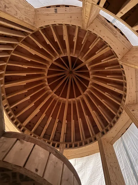 Custom turret roof built by Luxus Construction