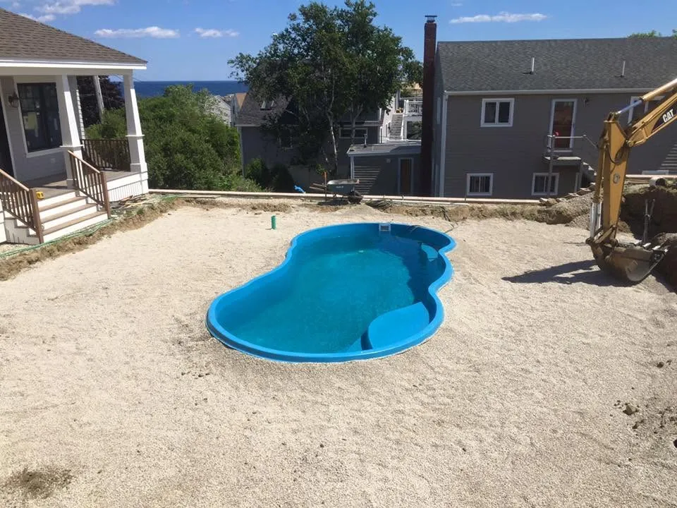 Pool set and site graded during installation