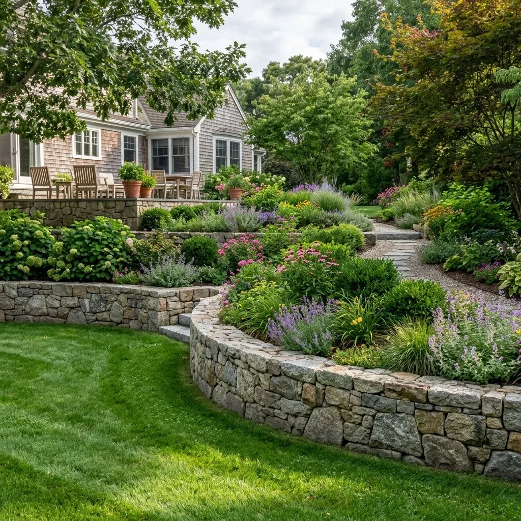 Stone retaining wall