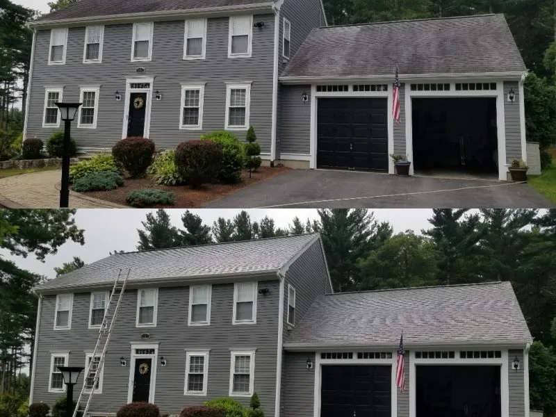 Collage before and after roof