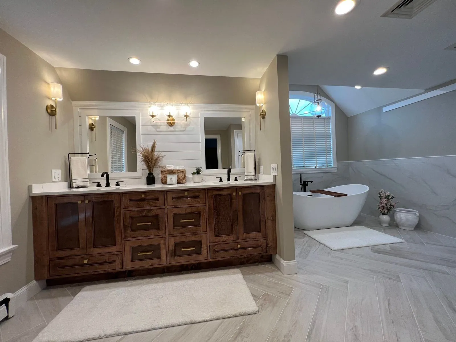 Bathroom repaint with trim and shiplap detail