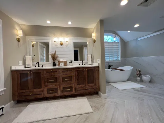 Bathroom repaint with trim and shiplap detail