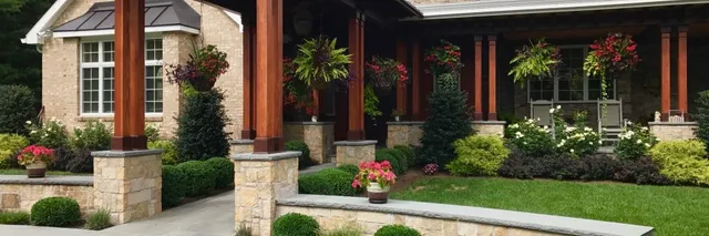 front entrance walkway and landscape plantings