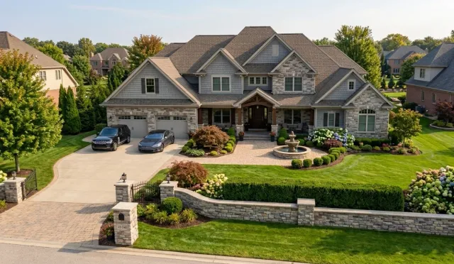 large modern residential home with landscaped yard in Westfield, MA after professional residential electrical inspection and service