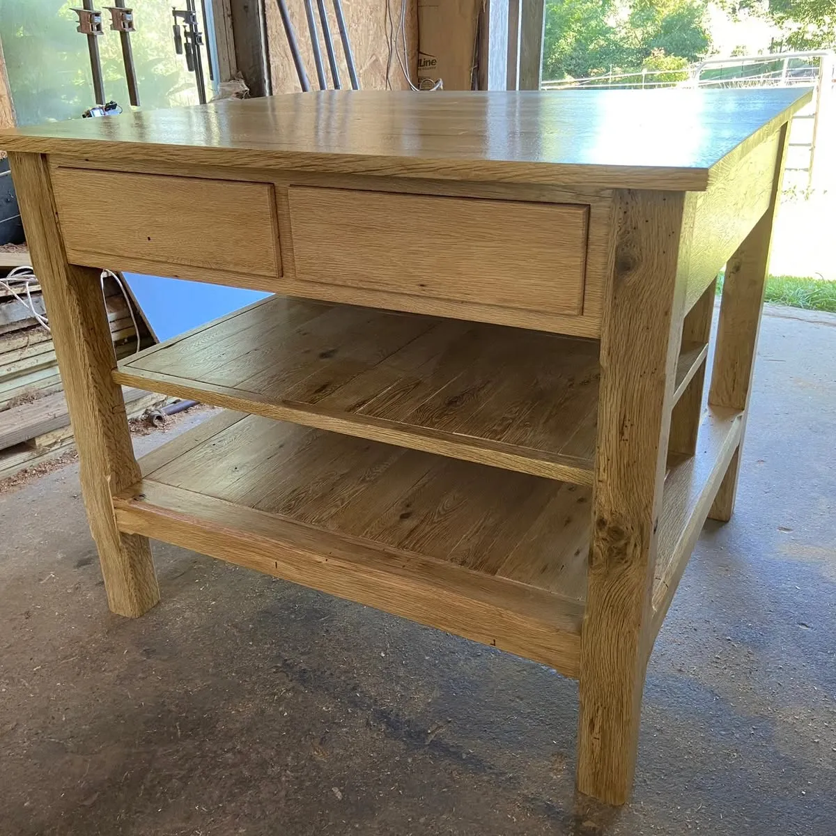 Custom island cabinet, shop view