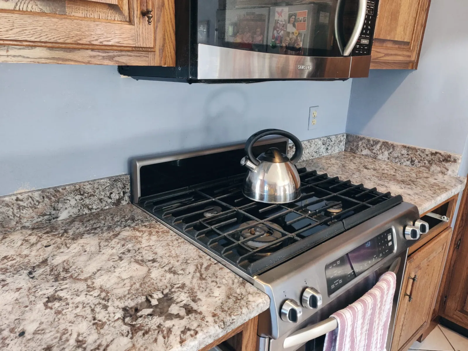 Granite kitchen countertop near stove in Ludlow MA