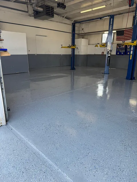 Epoxy floor coating with clean professional finish by HMS Painting