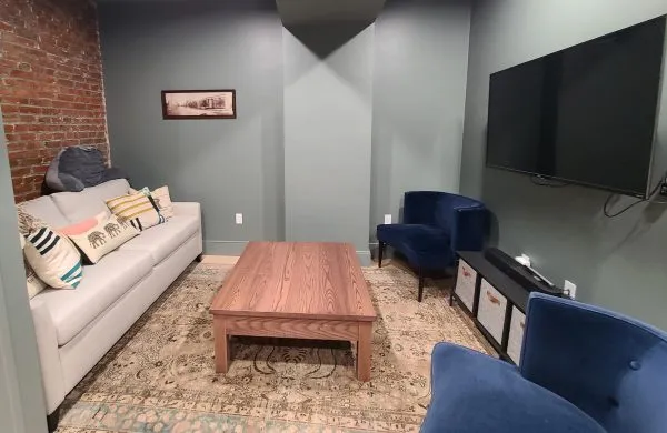 Brookline basement renovation in brownstone