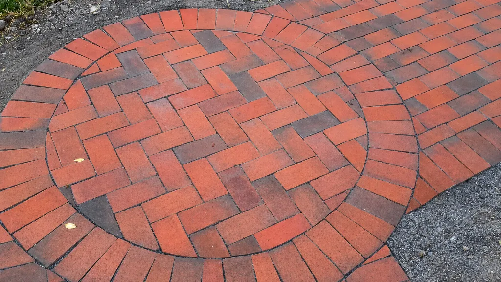 Herringbone Brick Patio with Circular Detail