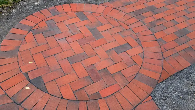 Herringbone Brick Patio with Circular Detail