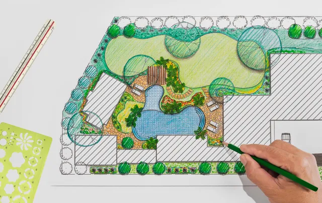 Garden design courses student is learning fundamentals garden design and planning.