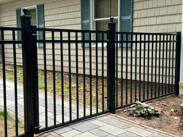Steel 3 rail fence installed in Bethel, CT.