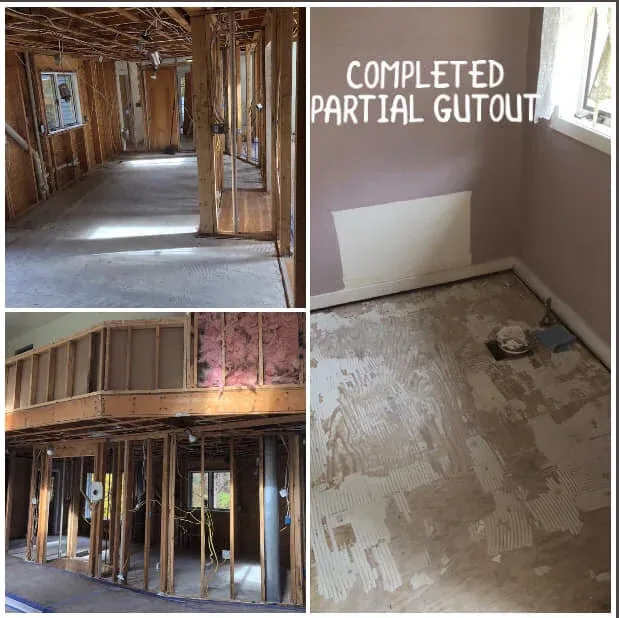 A completed partial gut-out job