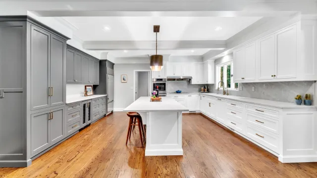 Sleek & Classy White Grey Kitchen - Katonah NY