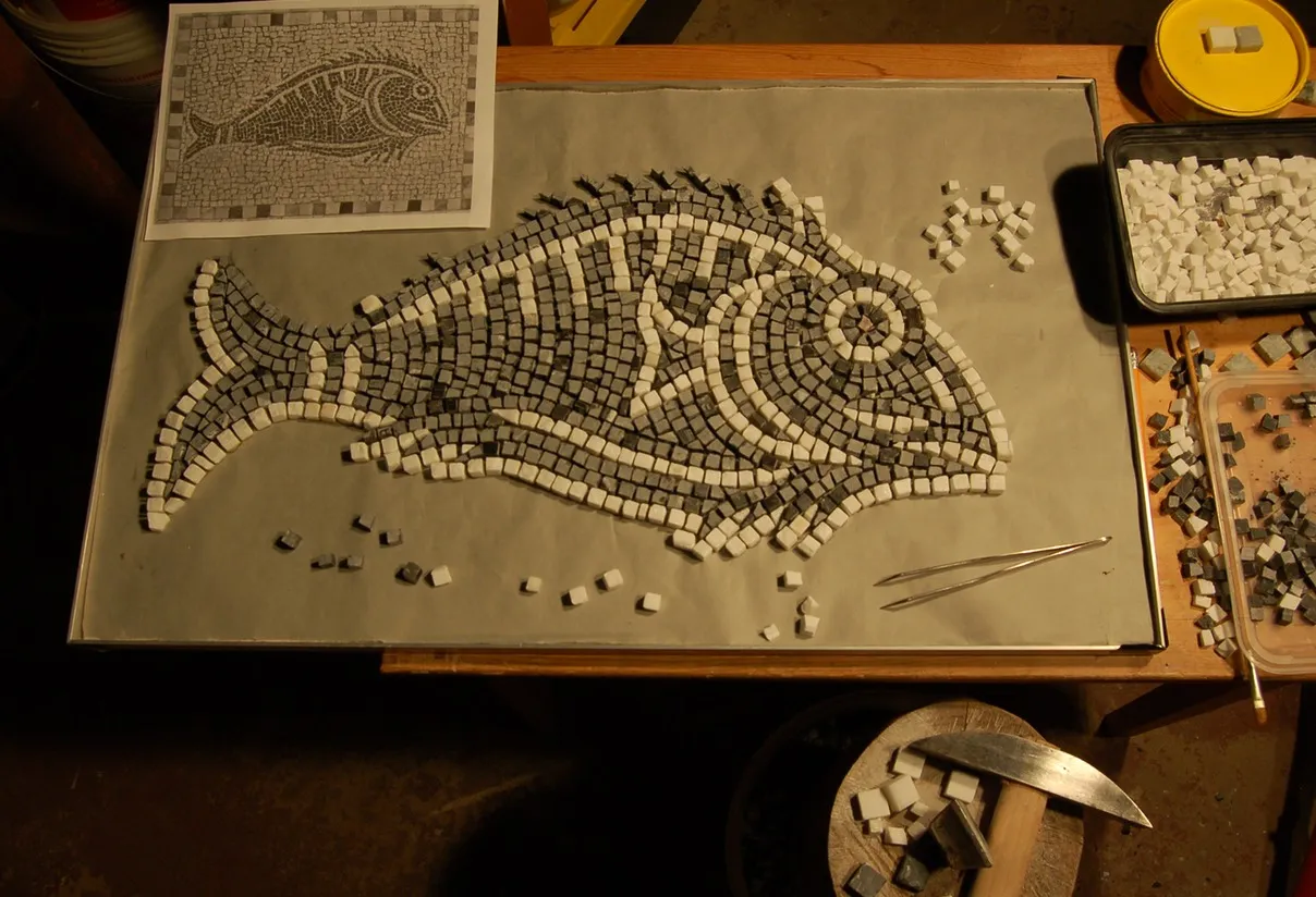 Roman stone tesserae mosaic