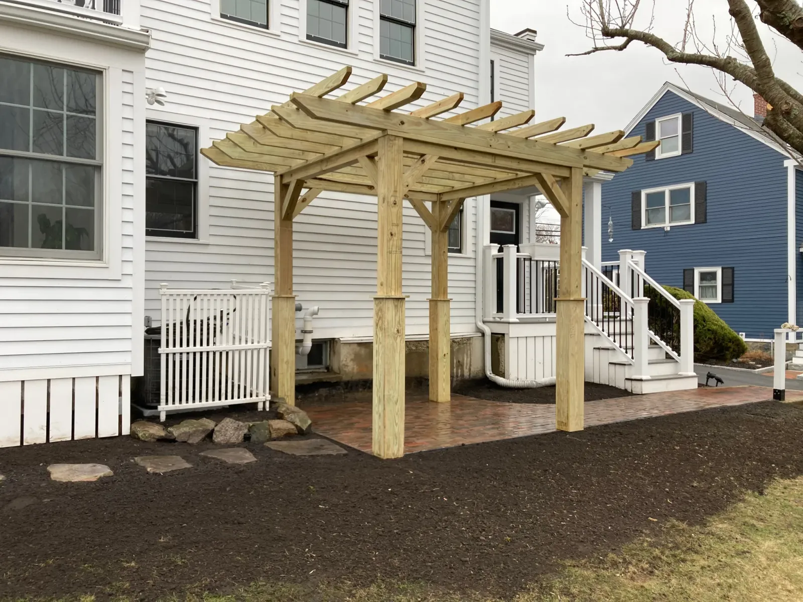 Custom Pergola Built In Small Space Backyard