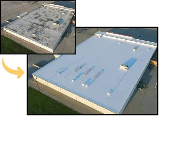 Roof restoration before and after