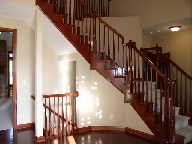 Custom hardwood staircase and railings