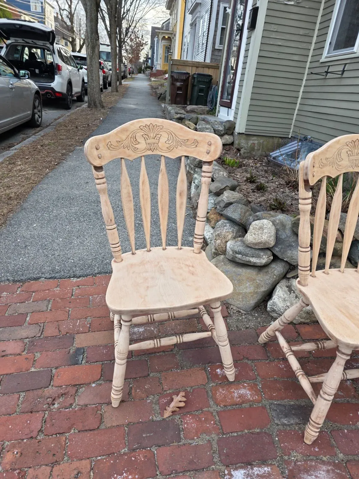 Wooden table and chair varnish removal and sand down.
