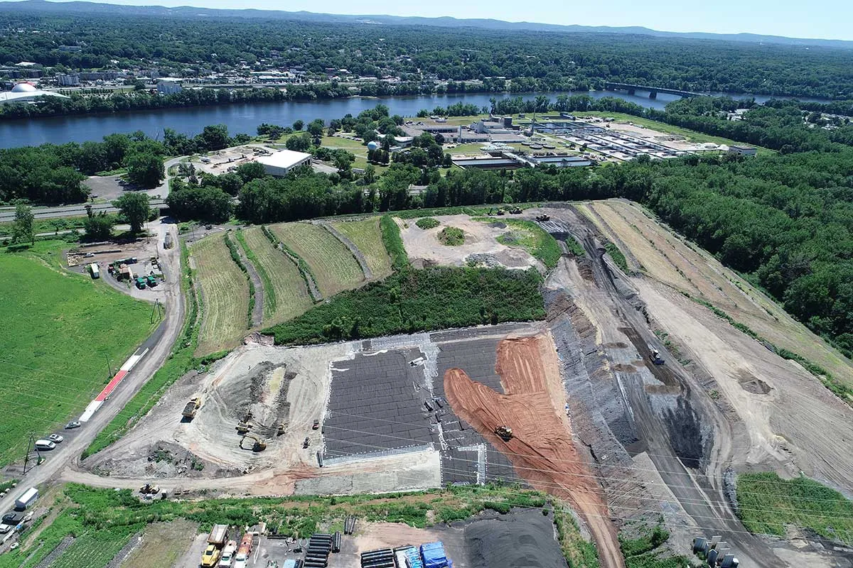 Aerial view of work site
