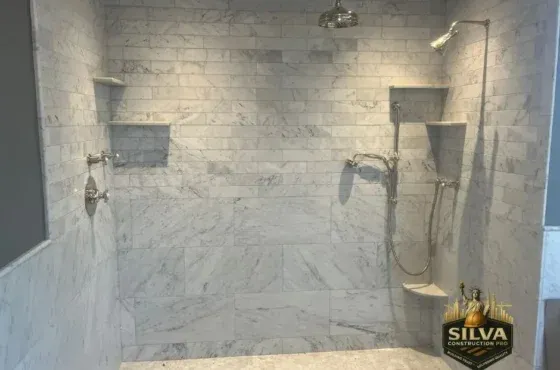 Luxury Dual-Head Marble Shower Installation