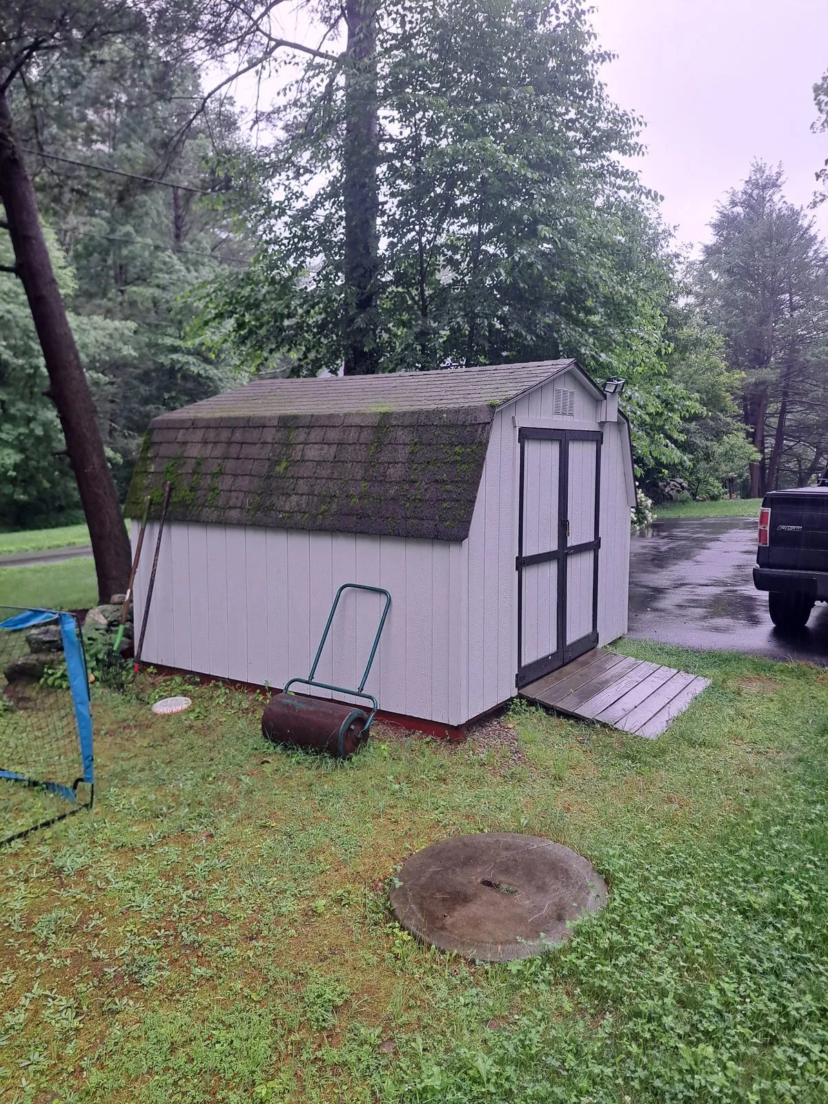 Before — backyard shed carpentry project in Sutton, MA