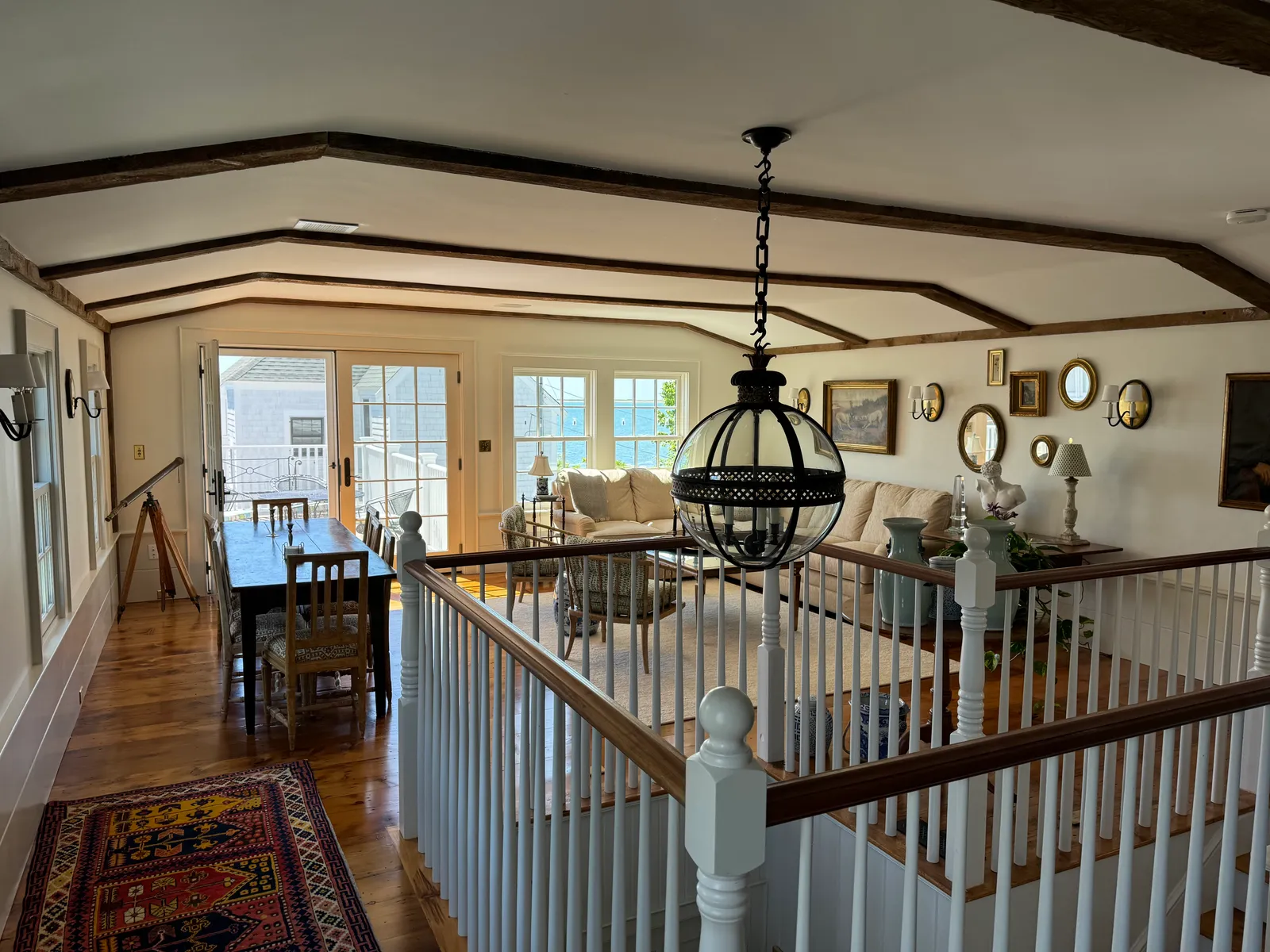 Finished open living room and stair railing