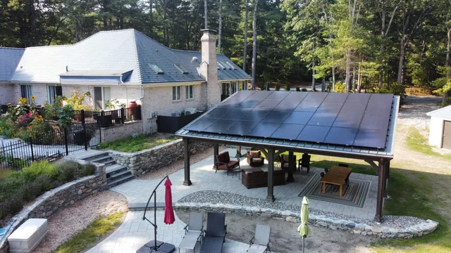 Sunwatt worked with this client in East Greenwich, RI to install their Solar safely on their backyard Pavilion.